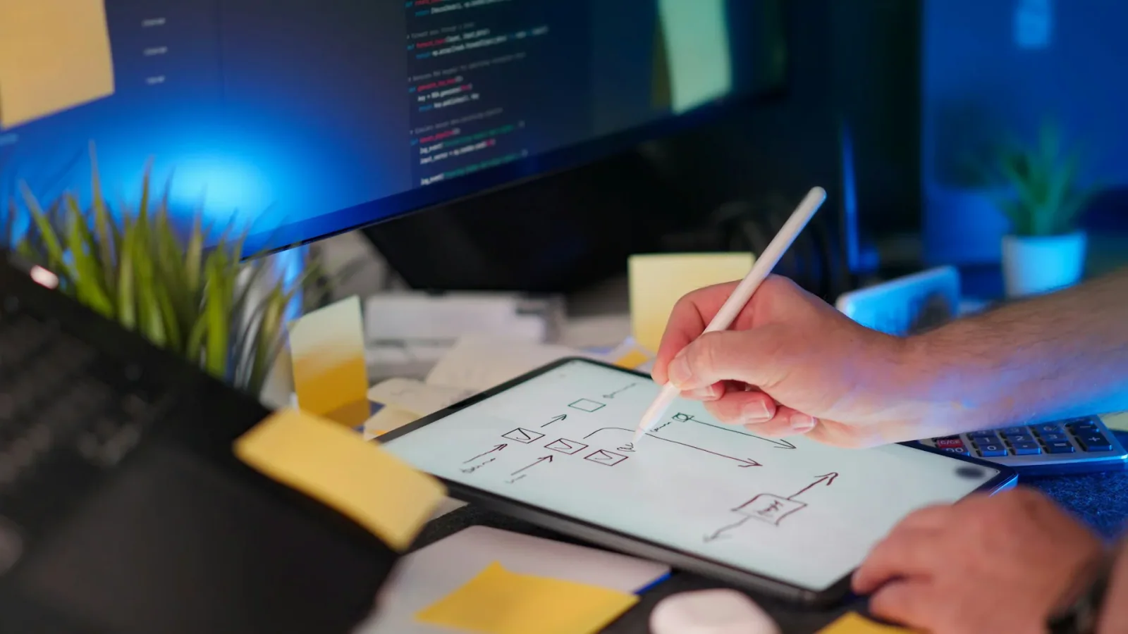 Planification d'une architecture logicielle sur une tablette pendant un projet de développement.