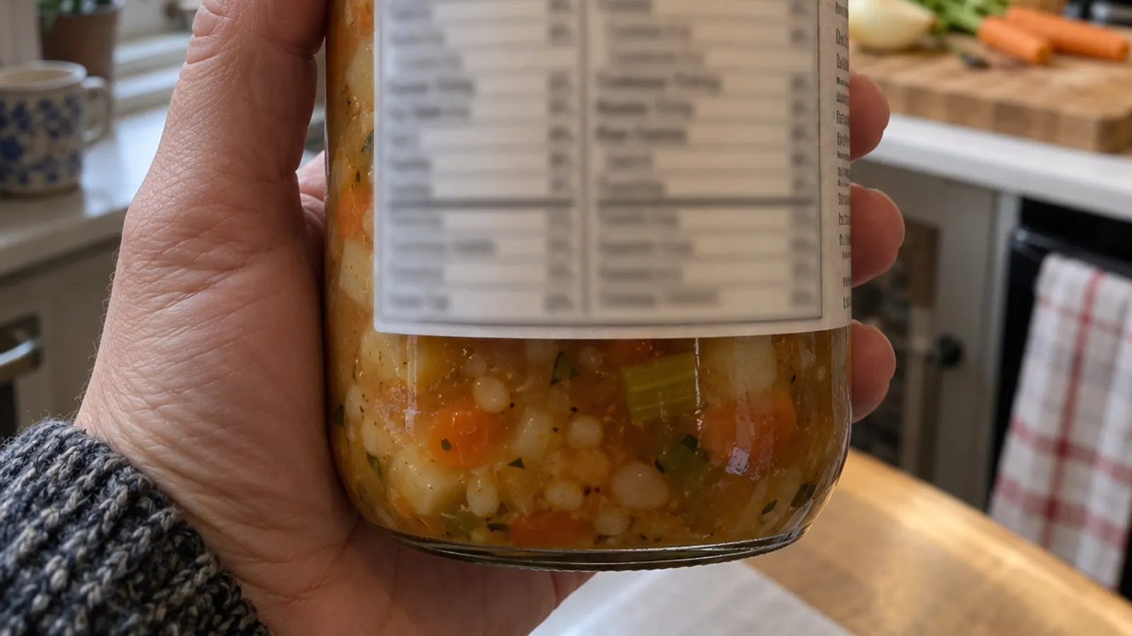 Tableau de la valeur nutritive d'un pot de soupe, lu pour savoir quelle subvention transformation alimentaire viser